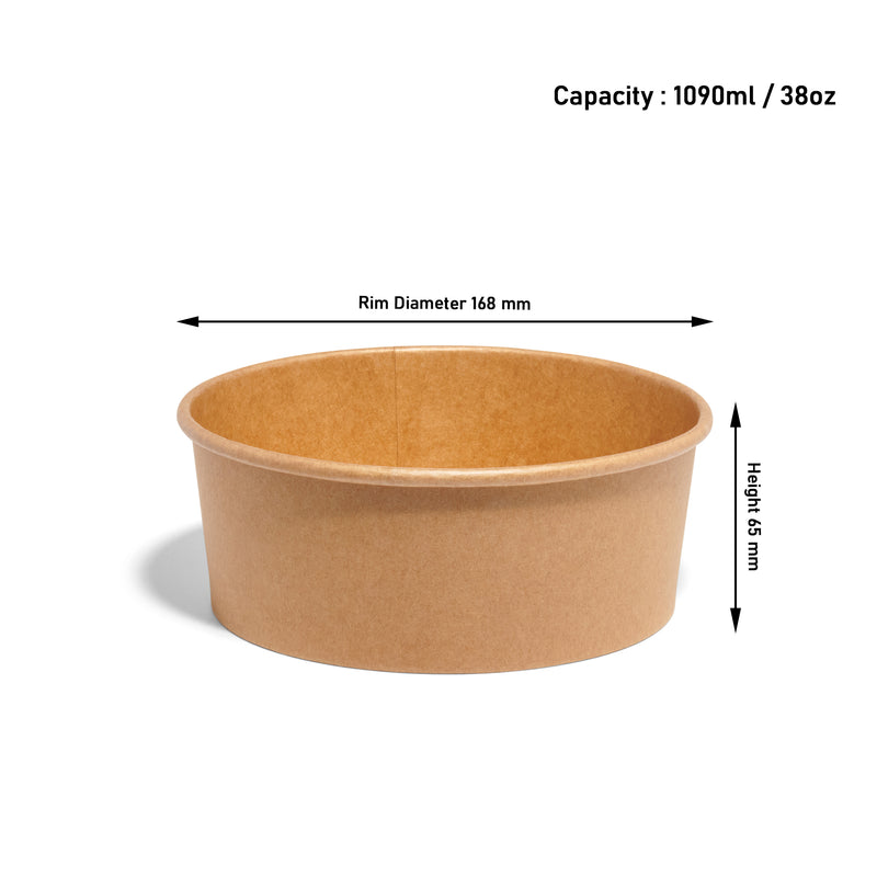 1090ml Shallow Kraft Paper Bowl - 300pk