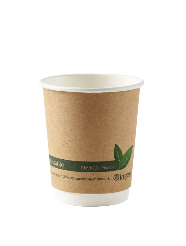 10oz Kraft Compostable Double Wall Paper Cup - 500pk