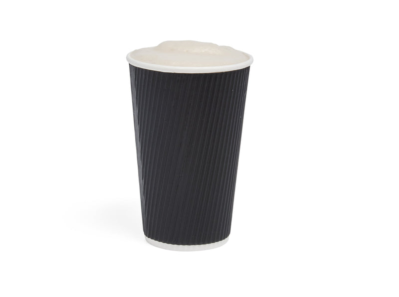 16oz Black Ripple Paper Cup - 500pk