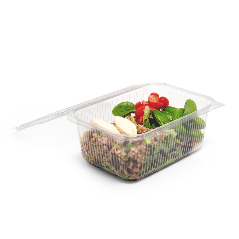 2000ml Rectangular Hinged Lid Salad Container - 200pk