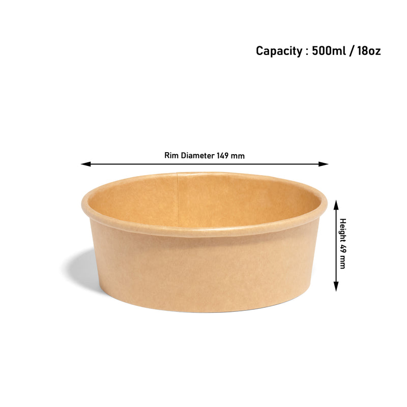 500ml Kraft Paper Bowl - 300pk