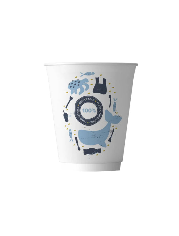 8oz Aqueous Compostable Double Wall Paper Cup - 500pk