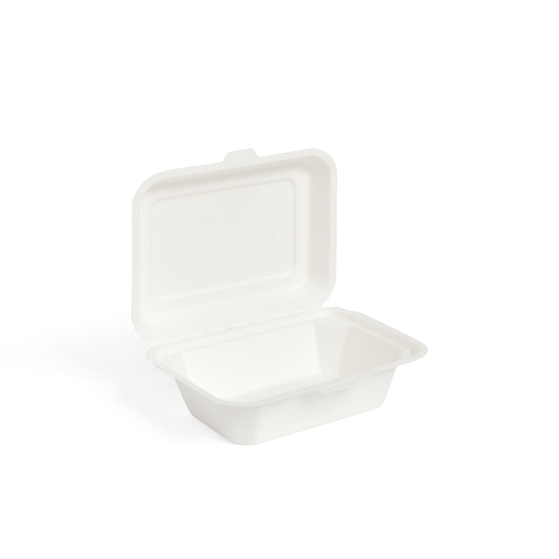 7" x 5" Bagasse Clamshell Meal Box - 600pk