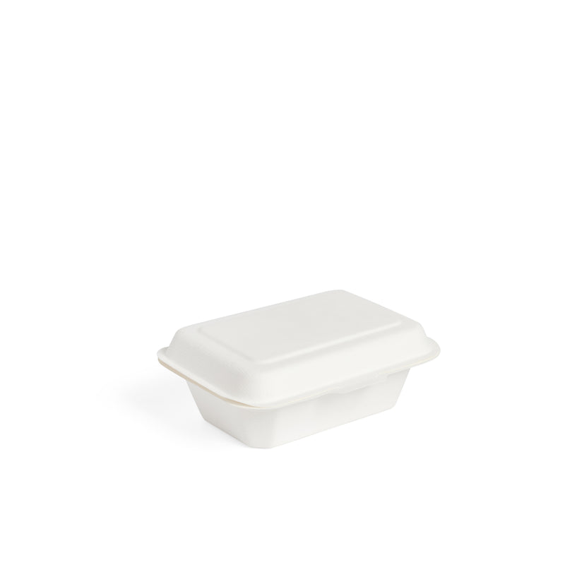 7" x 5" Bagasse Clamshell Meal Box - 600pk