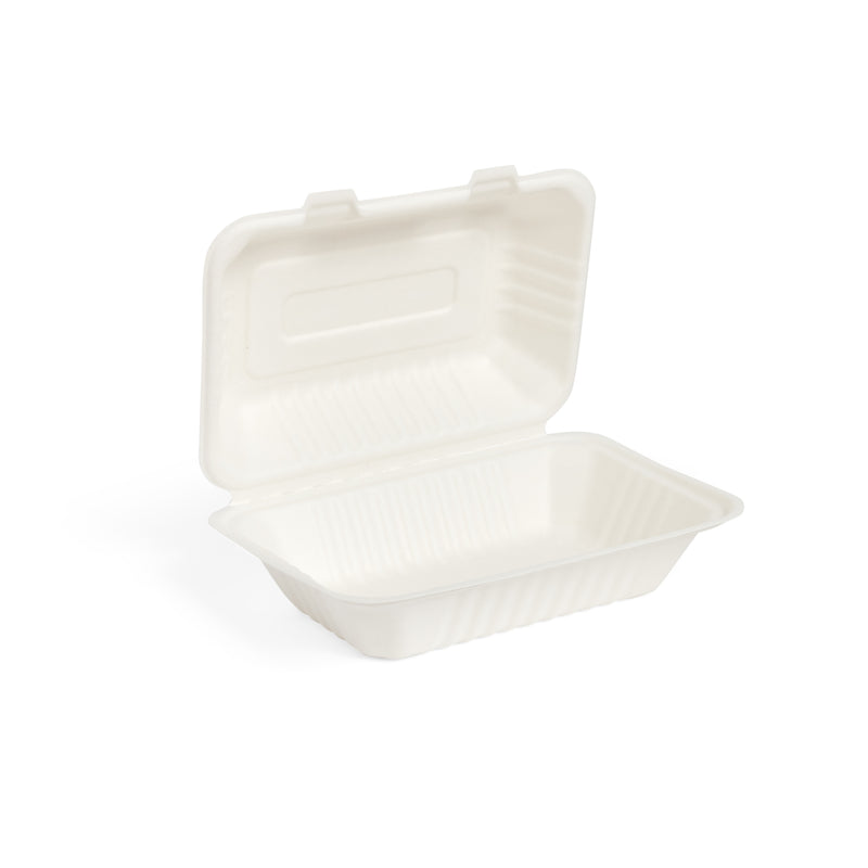 9" x 6" Bagasse Lunch Box - 250pk