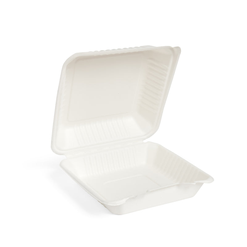 9" Bagasse Clamshell Meal Box - 200pk