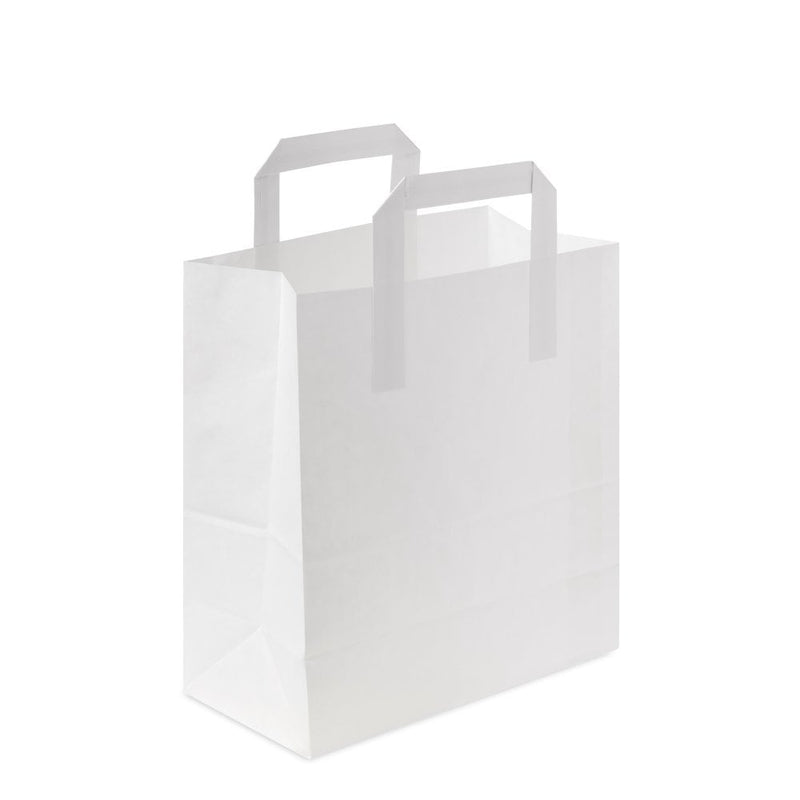 Medium White Handled Paper Carrier Bag - 250pk