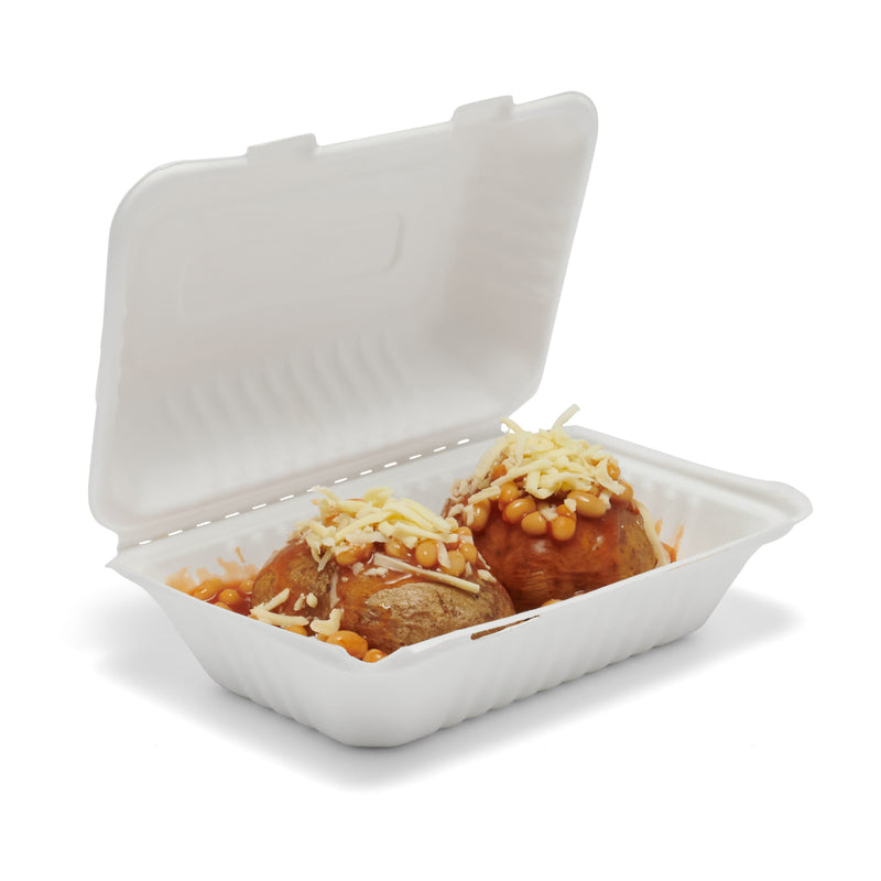 9" x 6" Bagasse Lunch Box - 250pk