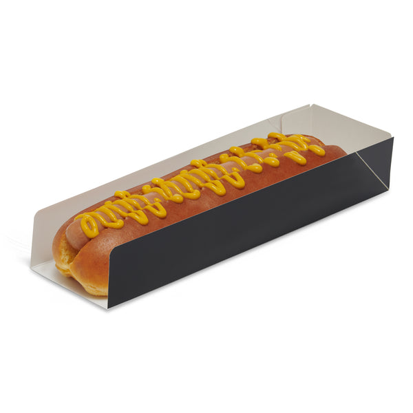 10" Black Open Ended Hot Dog Tray - 500pk